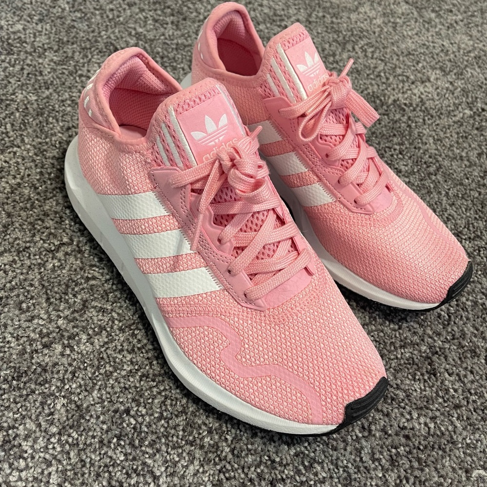 Adidas Big Kid Pink and White Sneakers